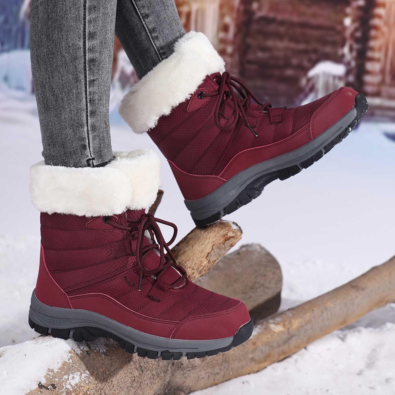 Générique Ski Femme Boots Neige Bottes Coffret Echarpe Botte Hiver Homme Chaussures Randonnée Grand Froid Chaussure De Pour Combinaison Écharpe Leopard Fourrées Imperméable Bottine Châle Après