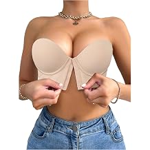 SweatyRocks Womens Front Closure Bandeau Strapless Push Up Underwire Bras