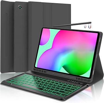 Keyboard Case for Samsung Galaxy Tab S6 Lite 10.4" 2024 2022/2020SM-P610/P613/P615/P619, Backlit Keyboard Case Detachable Slim Stand Cover S Pen Holder Black