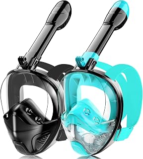 Hydroview Full Face Snorkel Mask Adults Teens - 180° Panoramic View, Anti-Fog Anti-Leak, Detachable Camera Mount Snorkeling Gear