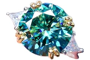 Bluish Green Moissanite Ring: Exquisite Elegance for Women