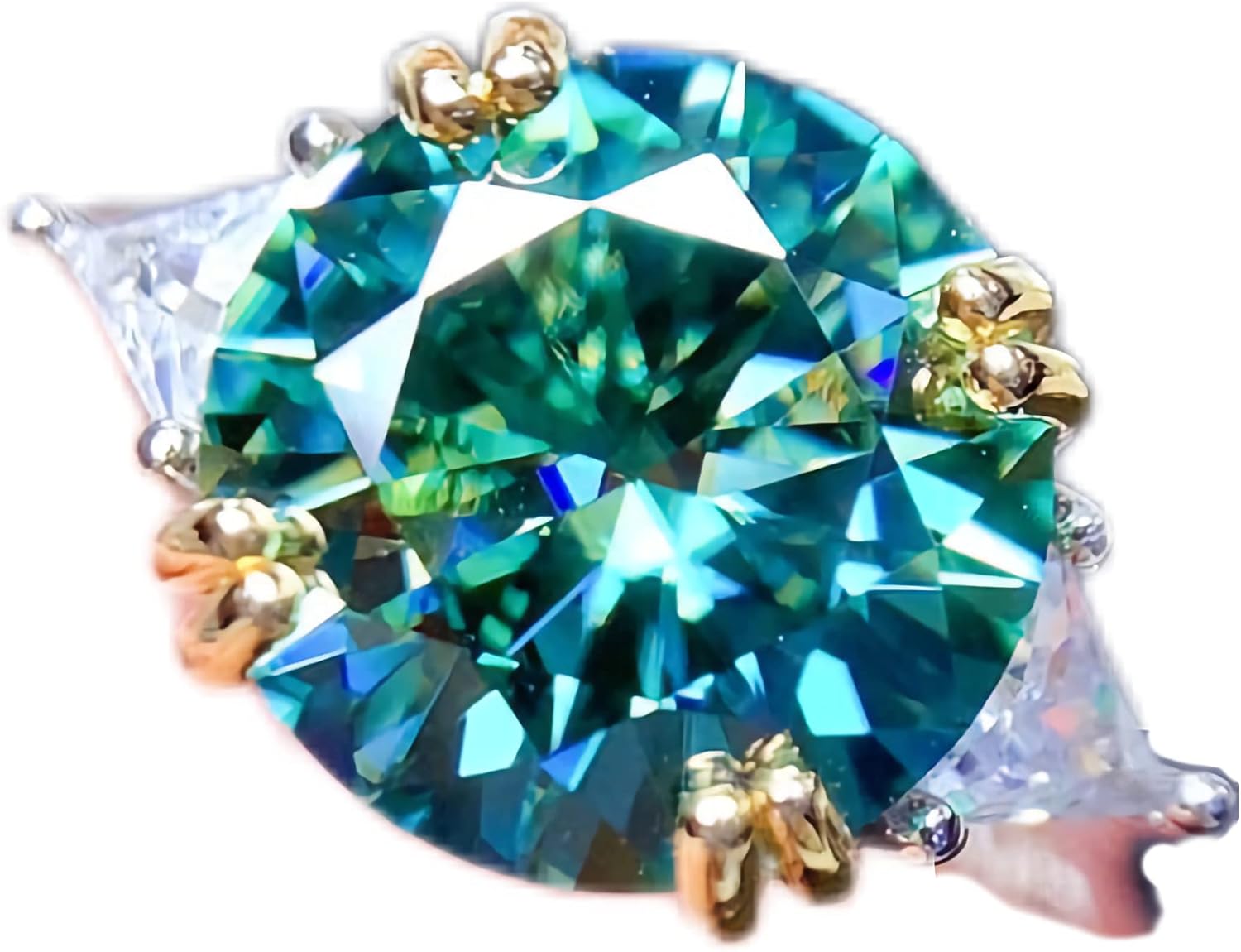 Myer 5 CT Top Grade Bluish Green Moissanite Ring, Sterling Silver Rings for Women, Handmade Wedding Engagement Gift For Her