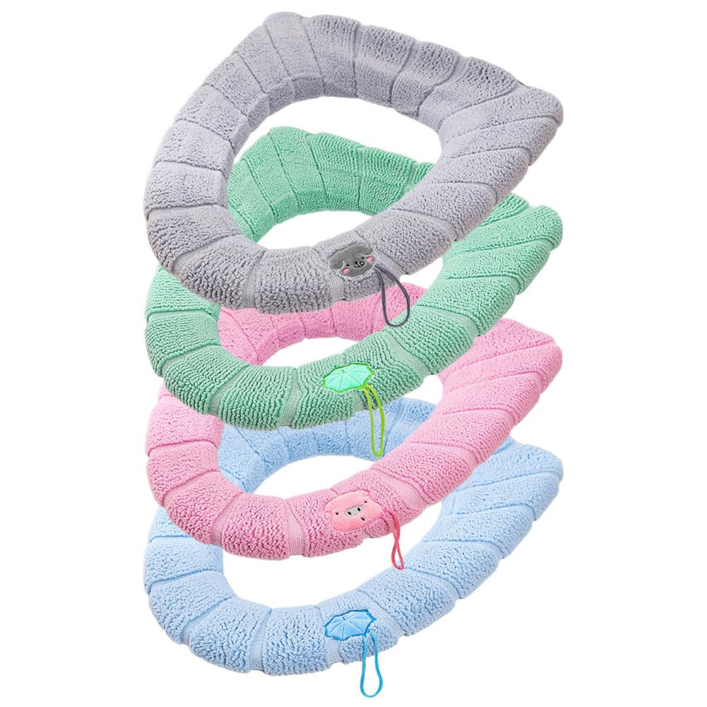 Toilet Seat Cover,4PCS Thicker Bathroom Toilet Seat Cover Pads,Soft Toilet Seat Cover, Fully Wrapped Toilet Seat Cover, Easy Installation Comfortable Toilet Lid Seat Cover