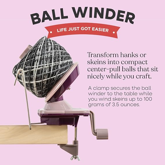 Knit Picks Yarn Winding Bundle - Yarn Ball Winder and Birch Wooden Yarn Swift