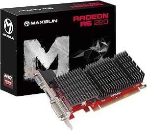 MAXSUN AMD Radeon R5 220 1GB Graphics Card GPU (DVI-I, HDMI, VGA) - Low Profile Ready (R5 220 1G)