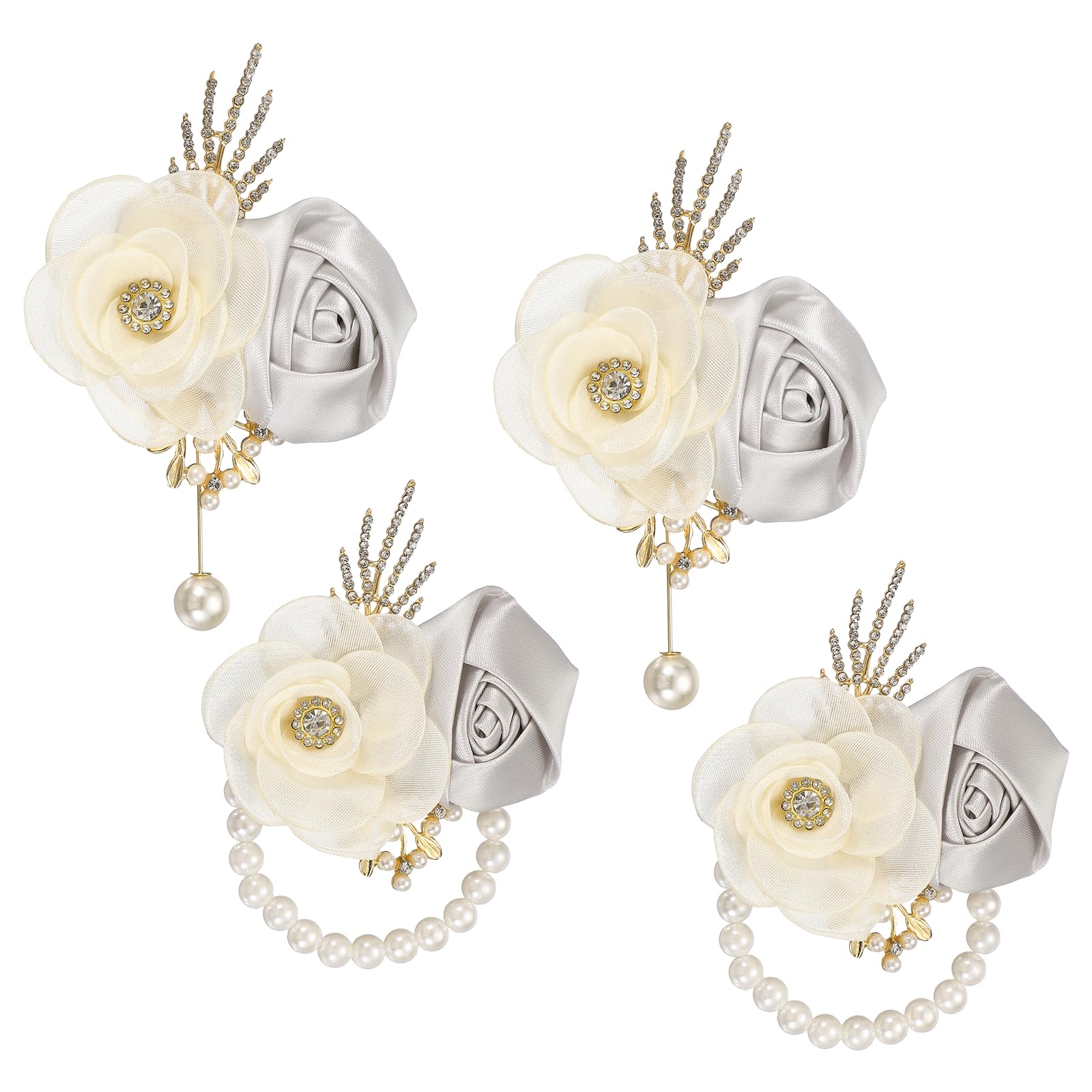 Ramilletes de muñeca y boutonnieres de rosa artificial que no se marchitan