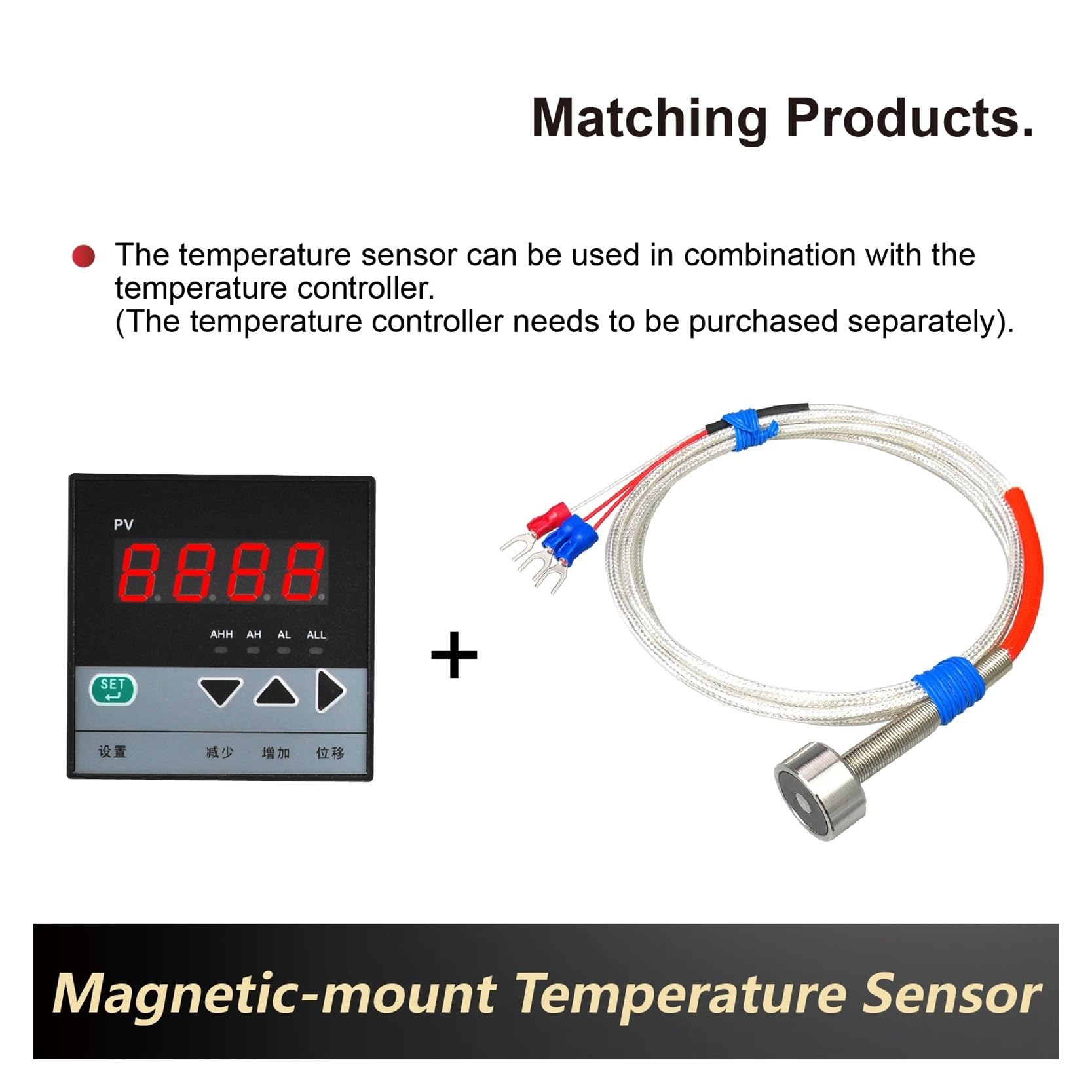 Capteur de température Sonda de sensor RTD de termopar tipo K PT100 magnético de acero inoxidable for montaje en superficie(-60-350-Pt100-5m)
