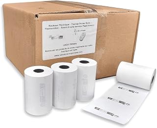 20 Rollen Thermopapier, 57 x 40 x 12 cm, Spule für Bankkarten, 55 g, TPE-Rolle mit Logo, Recycling-Triman-Logo, BPA-frei, entspricht der Gesetzgebung AGEC