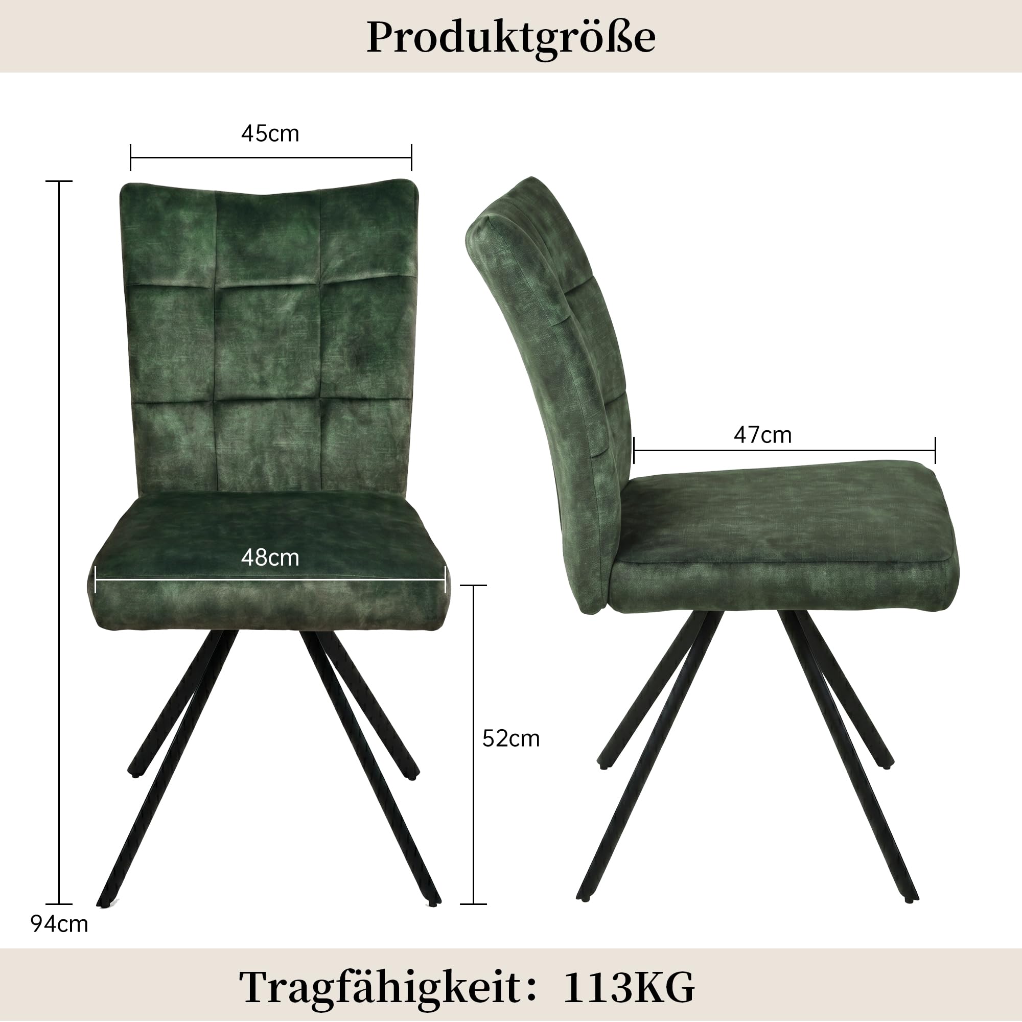 HIPIHOM Esszimmerstühle 6er Set Samt mit Metallbeinen Schwarz, Moderner Polsterstuhl für Küche & Wohnzimmer, Bequeme Stühle mit Karosteppung, Design Esszimmerstühl Stuhl Belastbar bis 120kg