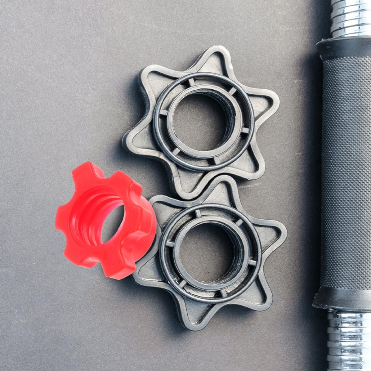 Vaguelly 4pcs Barbell Locking Nuts Red Pe Collars for Dumbbell and Barbell | Home Gym Accessory, Secure Fit with Easy Installation, Versatile Compatibility for Strength Training Equipment