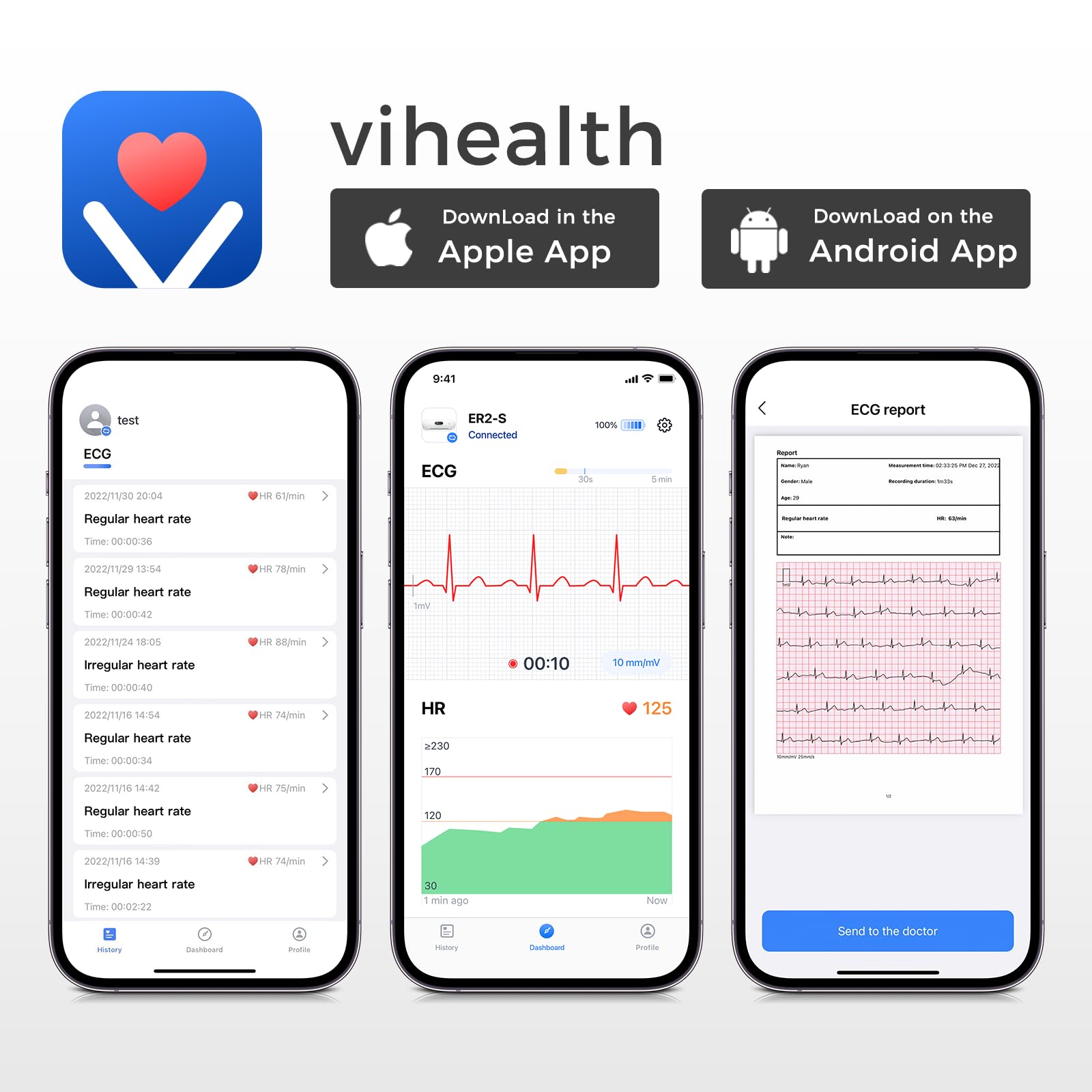 CheckMe ER2-S ECG Portatile, con Fascia Toracica, Holter Cardiaco con Schermo OLED da 0,96 Pollici, 30s - 15mins, APP Forme d'onda in Tempo Reale, Archiviazione dati Illimitata, per iOS e Android