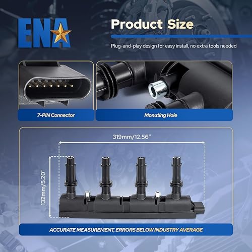 Miniatura 6 de ENA Paquete de bobinas de encendido compatible con Chevrolet Buick Cruze Sonic Trax Volt Encore L4 14L de repuesto para 55577898 55579072 25198623