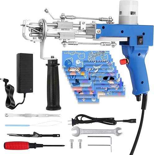 Kit de iniciación de máquina de alfombra 2 en 1, kit de iniciación de máquina de acolchonamiento de alfombra eléctrica, incluye 10 calcomanías