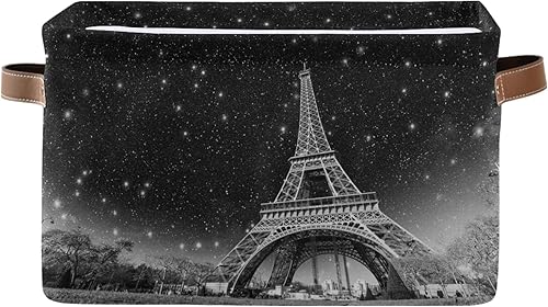 ALAZA Contenedores de almacenamiento plegables, maravillosa vista nocturna de la Torre Eiffel en París, cajas de almacenamiento para armario,
