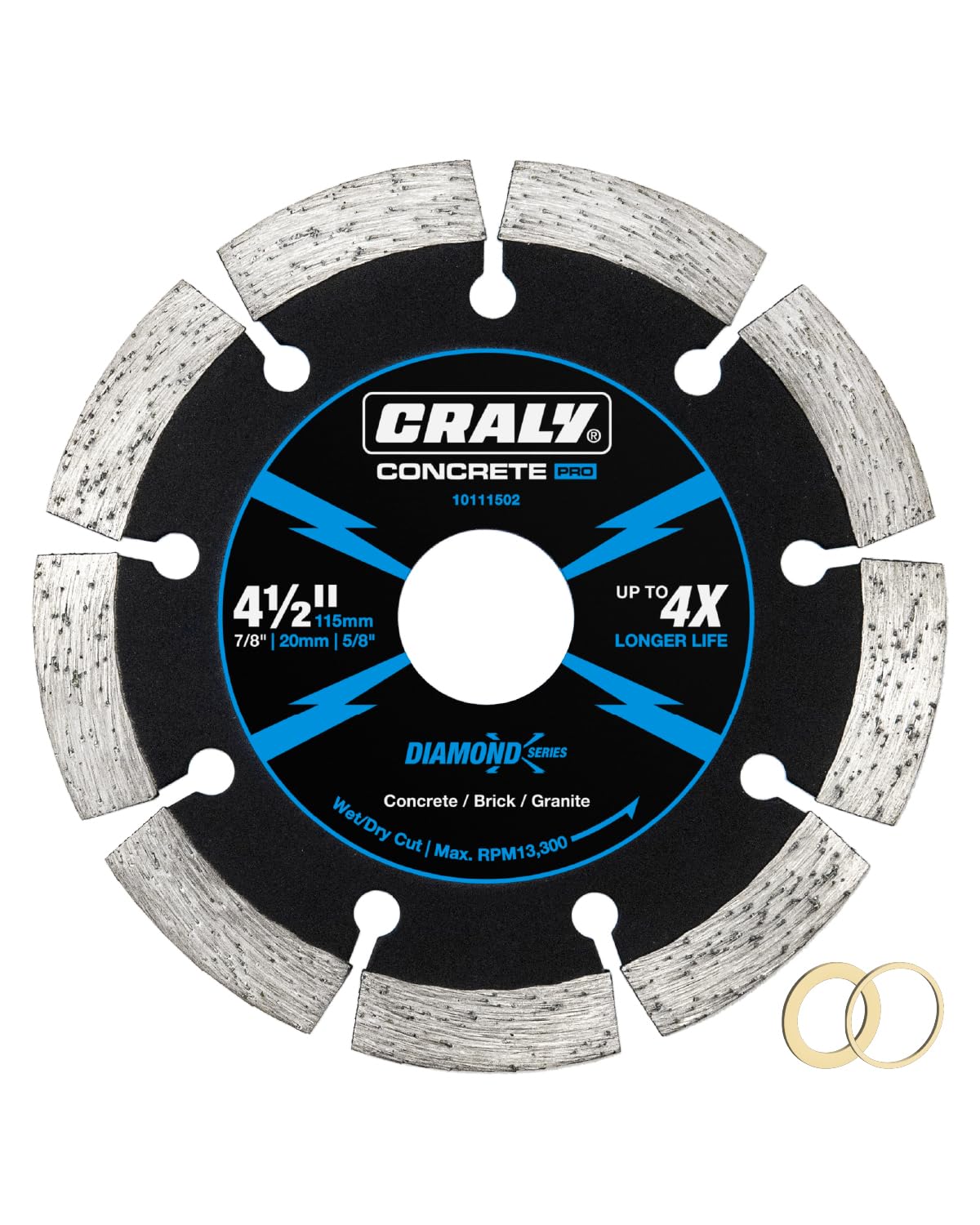 CRALY 4-1/2 Inch Super Thin Segmented Diamond Blade, 7/8 in Arbor, 4.5'' Diamond Stone Blade for Angle Grinder & Masonry Saw, Diamond Cutting Wheel