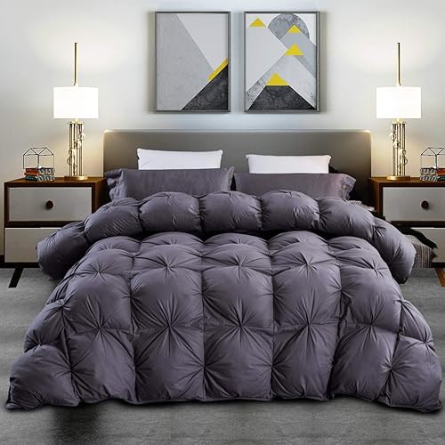 Miniatura 3 de Lujoso edredón de plumón de ganso, diseño plisado de primera calidad, 1200 hilos, 100% algodón egipcio, 750+ potencia de relleno, 50-70 onzas de
