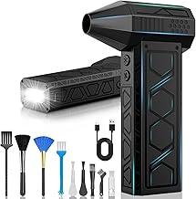 Electric Dust Blower,180000 RPM,2025 Compressed Air Cleaning PC with Auxiliary LED Light/Powerful 4 Speeds/Lighting for Computers, Cars, Keyboard