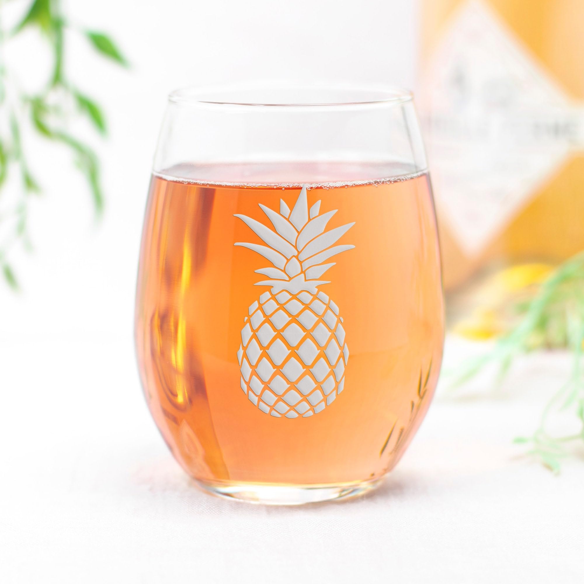 Amazon.com | Pineapple Stemless Wine Glass - Fun Pineapple Gift for Kitchen  or Home Bar, Beach Decor - 1 Glass: Wine Glasses