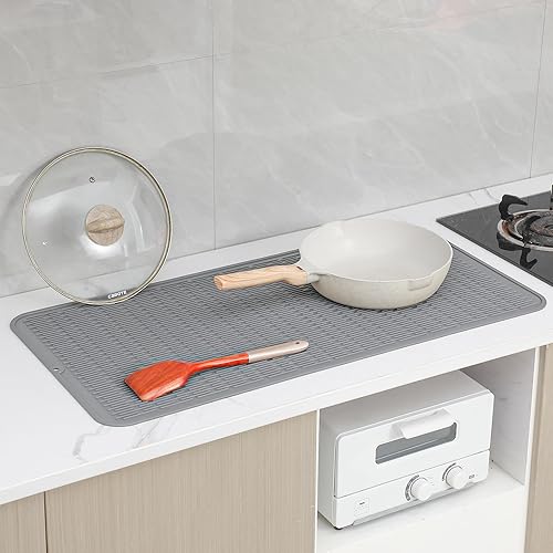 Miniatura 1122 de Tapete de silicona para secado de platos para múltiples usos, fácil de limpiar, ecológico, resistente al calor, tapete de silicona para encimera
