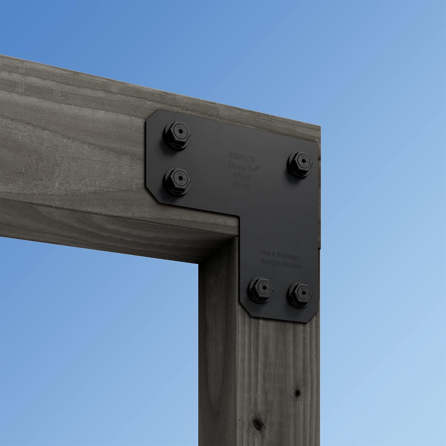 Simpson Strong-Tie APVL6 Outdoor Accents® Avant Collection™ ZMAX®, Black Powder-Coated L Strap for 6x6 (Pack of 8)