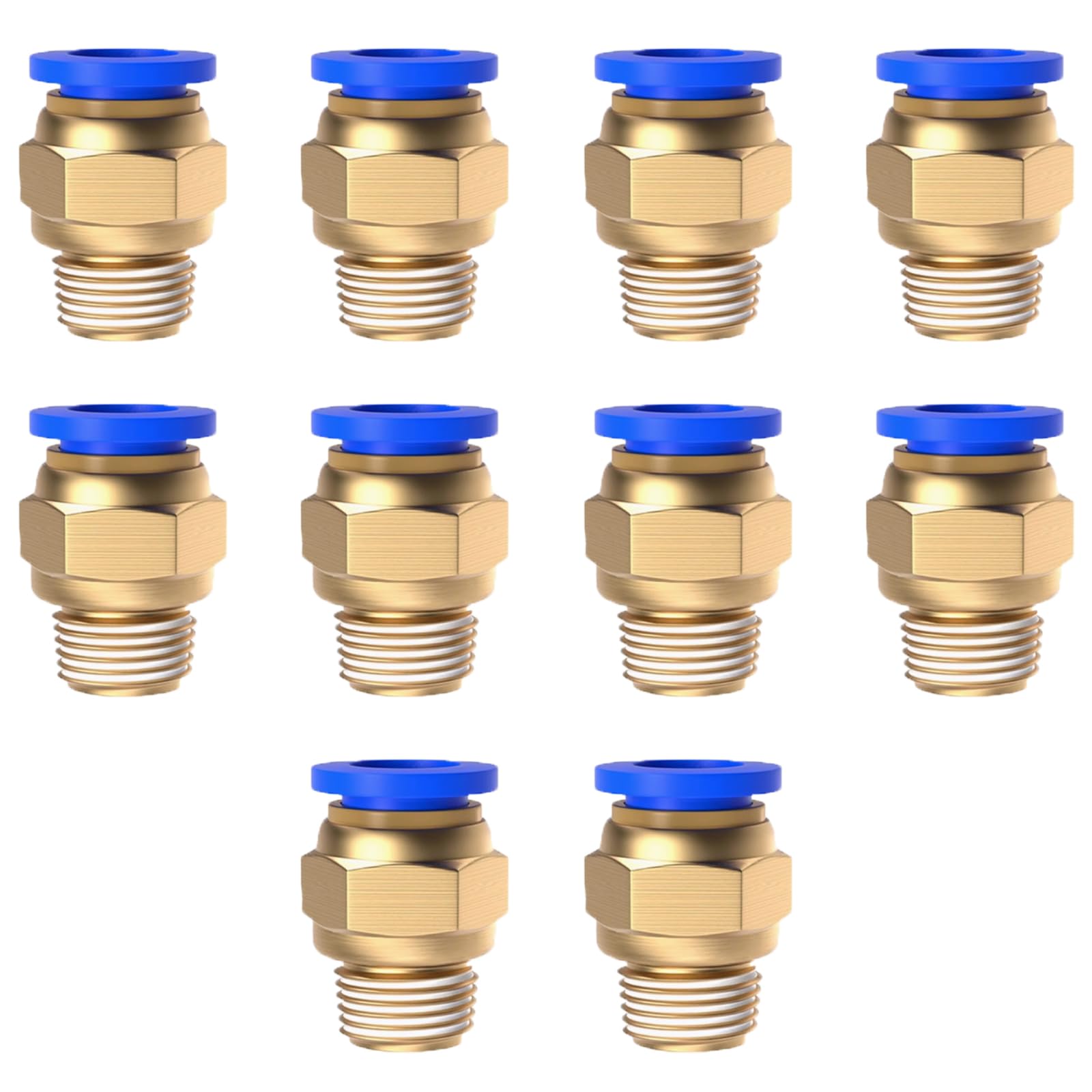 Raccordo a Innesto 1/4" 1/8" 3/8" 4mm 6mm 8mm 10mm Pneumatico Filettatura Maschio a Sgancio Rapido per Aria Industria Automatica 10 Pezzi (10 mm 1/4")