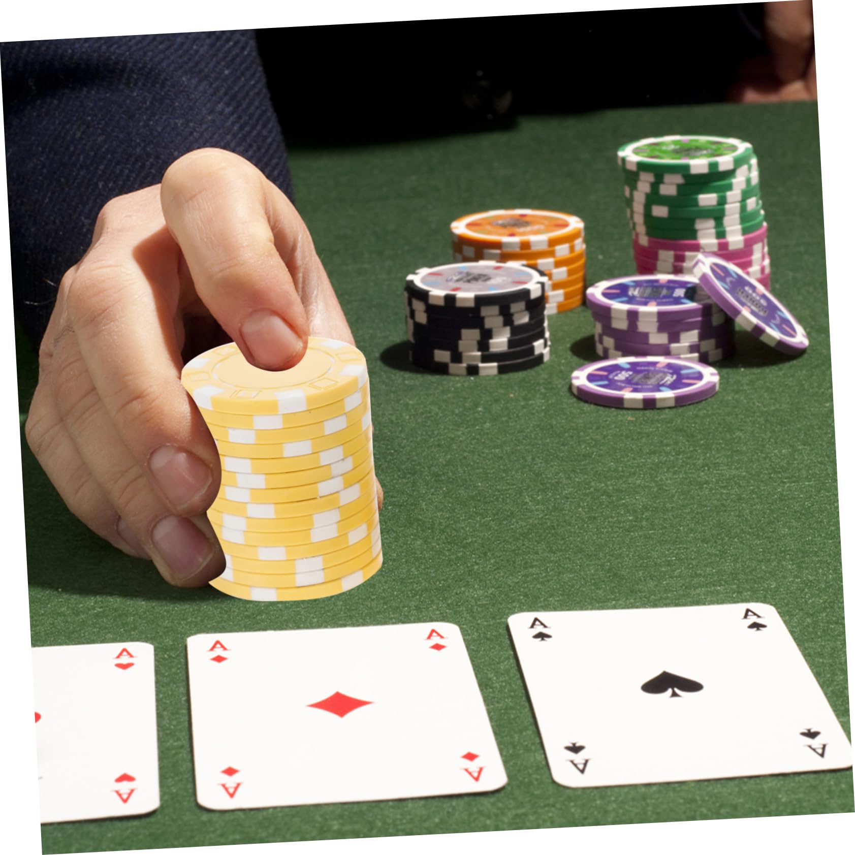 50pezzi Chips Di Gioco Impilabili Plastica Per Poker Gettoni Per Contare Professionali Per Feste e Serate Di Gioco Di Accessori Per Giochi Da Tavolo