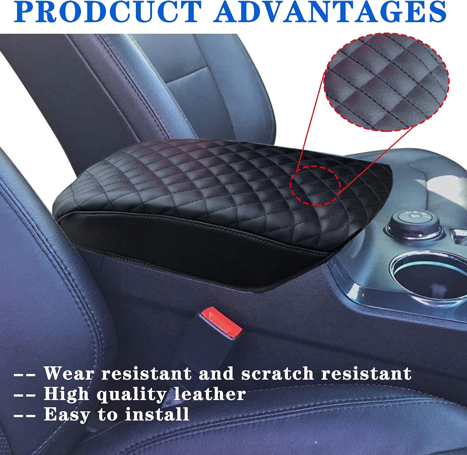 DPEI XUAN Upgraded Center Console Cover Compatible for Ford Explorer SUV 2011-2019, Black PU Leather Anti-Slip Armrest Cover for More Comfortable Driving and More Unique Cushion