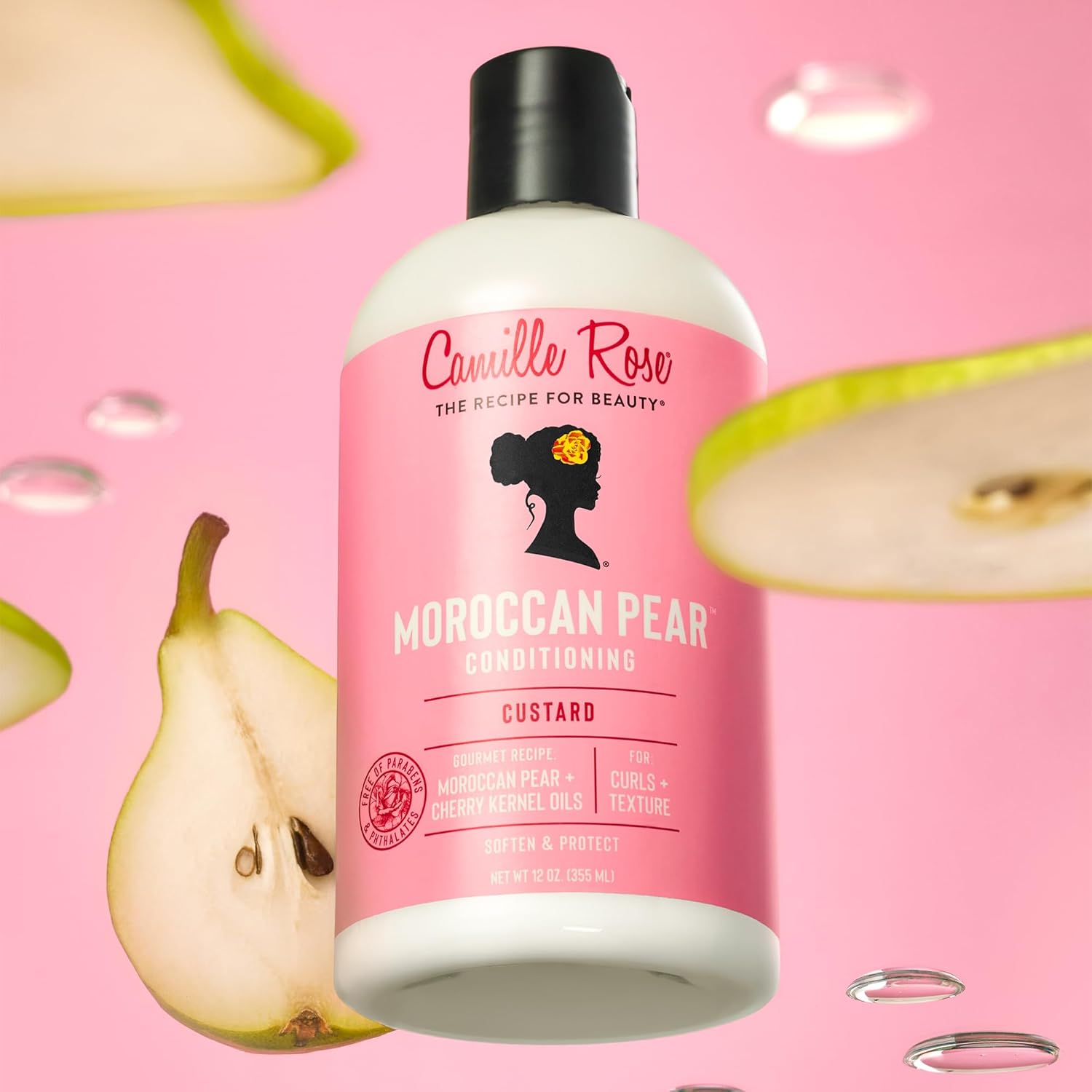 Camille Rose Conditioner, Moroccan Pear 2-Pack – Hair Mask,Detangler, Deep Conditioner for Dry, Damaged Hair Repair, FrizzControl, 12 Oz