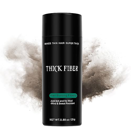 THICK FIBER Fibras de construcción capilar para manchas calvas y adelgazamiento del cabello café medio - Botella de 088oz oculta la pérdida de