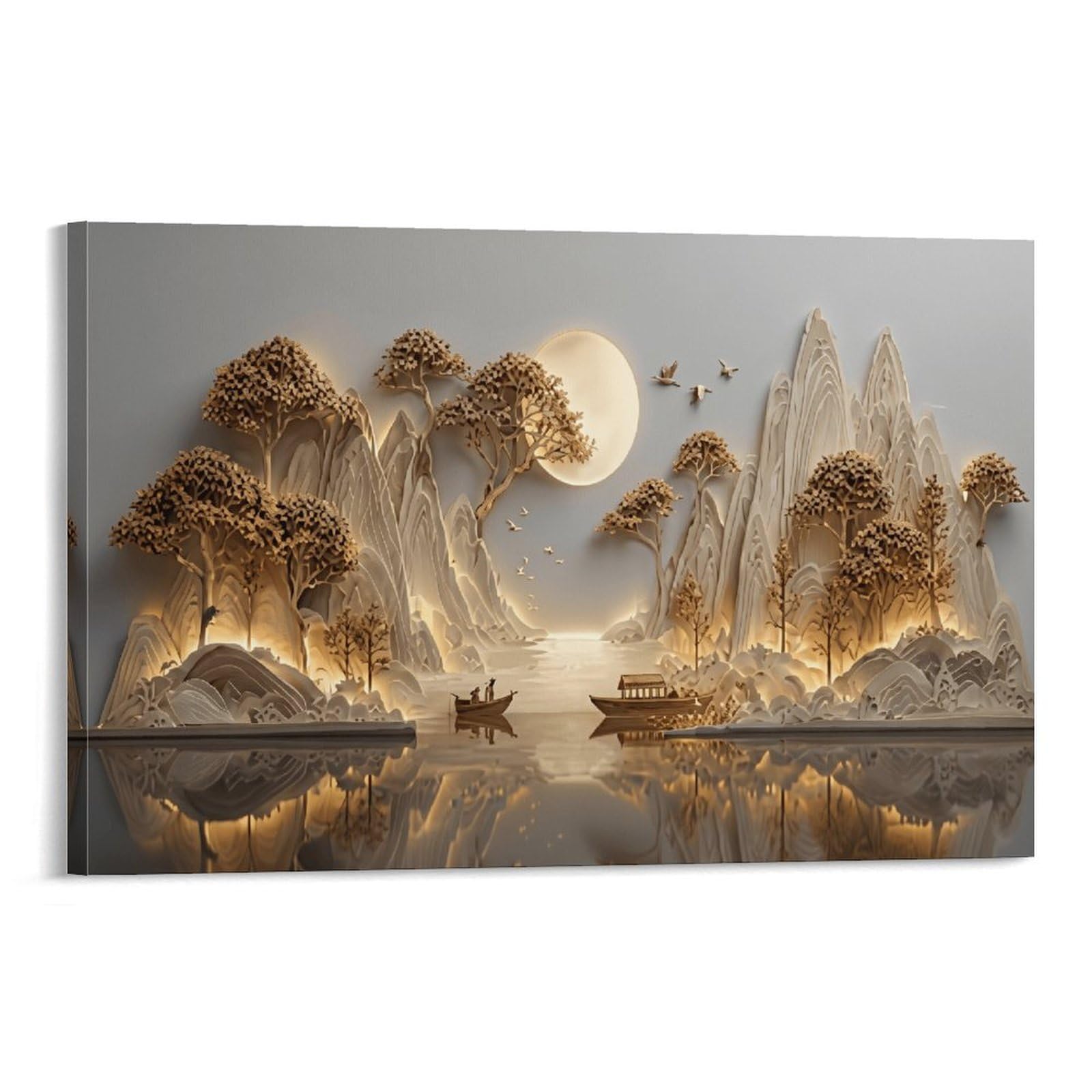 XPASHIQWC Warm Light Landscape Poster Artwork Giclee Canvas Prints Modern Canvas Wall Art Picture Wall Hanging for Living Room Bedroom Home Decorations 24x36inch(60x90cm)