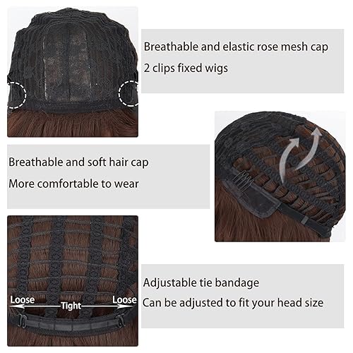 Miniatura 4 de MISSQUEEN Pelucas cortas con rizos ondulados y fleco