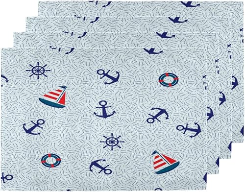 Anchor Decor Theme Placemats Set of 4 Table Mats Washable Placemat Waterproof Place Mats for Party Home Dining Table Decor 18x12 in