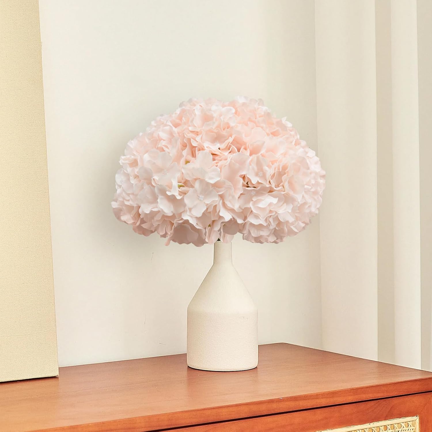 10 pcs Hydrangea Artificial Flowers, Silk Artificial Hydrangea Head with Stem Hydrangea for Bridal Wedding Baby Shower Home Party Decoration (Blush Pink) - Image 6