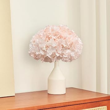 Hydrangea Artificial Flowers, 10Pcs Blush Pink Hydrangea Head with Stem
