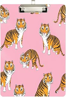 YETTASBIN Tigers Clipboard, A4 Letter Size Acrylic Clipboards with Hanging Hole & Metal Clip for Nurse Office Worker Student, 12.5 x 9 Inch(Silver)