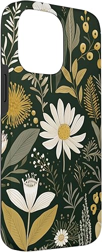 Vista 54 de Funda botánica retro para iPhone 11 Pro Max con diseño botánico bohemio y verde oliva