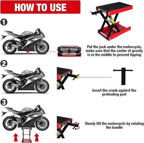 Miniatura 5 de Torin ATRM01101B Gato Elevador de Tijera Portátil de Acero para Motocicleta Soporte de Elevación de Plataforma Ancha para Mantenimiento de ATV, UTV,