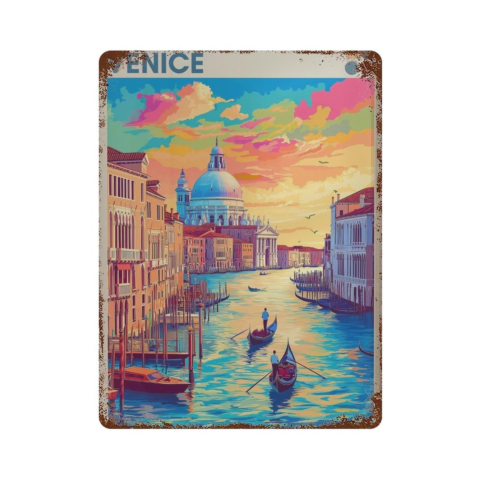 xiaoxiaoshen Venice Italy Travel Gondola Wall Decor Art Metal Tin Poster Modern Home Decor Art Home Bar Shop Decorations Vintage Sign 40x30cm