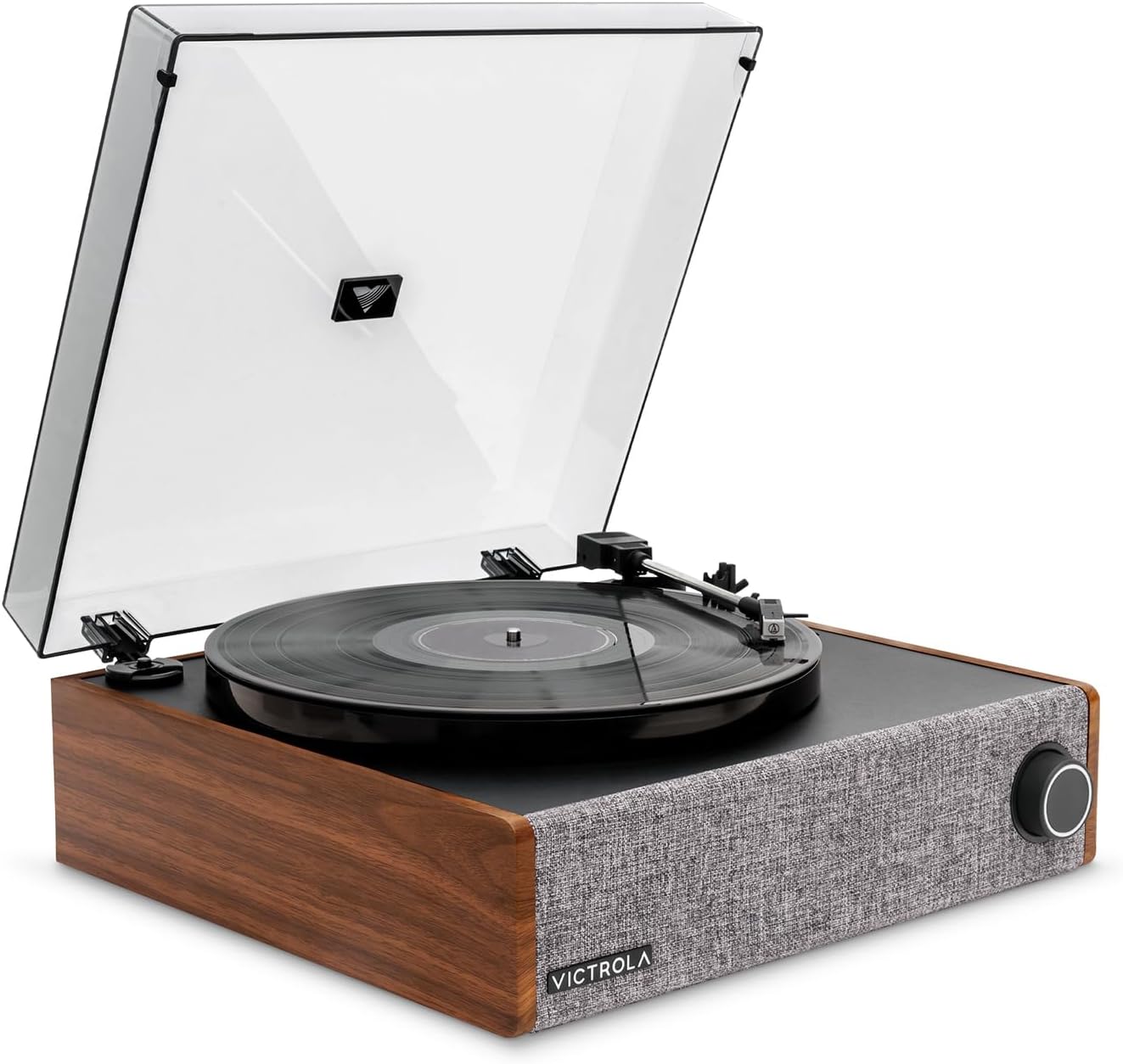 Eastwood LP - Bluetooth Record Player with Speakers - Walnut | Full-size turntable, 12" platter, built-in speakers, 3-speed, VINYLSTREAM Bluetooth out and in, RCA and headphone out