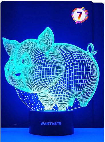Lámpara de decoración 3D de cerdo con control remoto, juguetes para habitación de niñas y niños, luz nocturna, regalos para niños y bebés