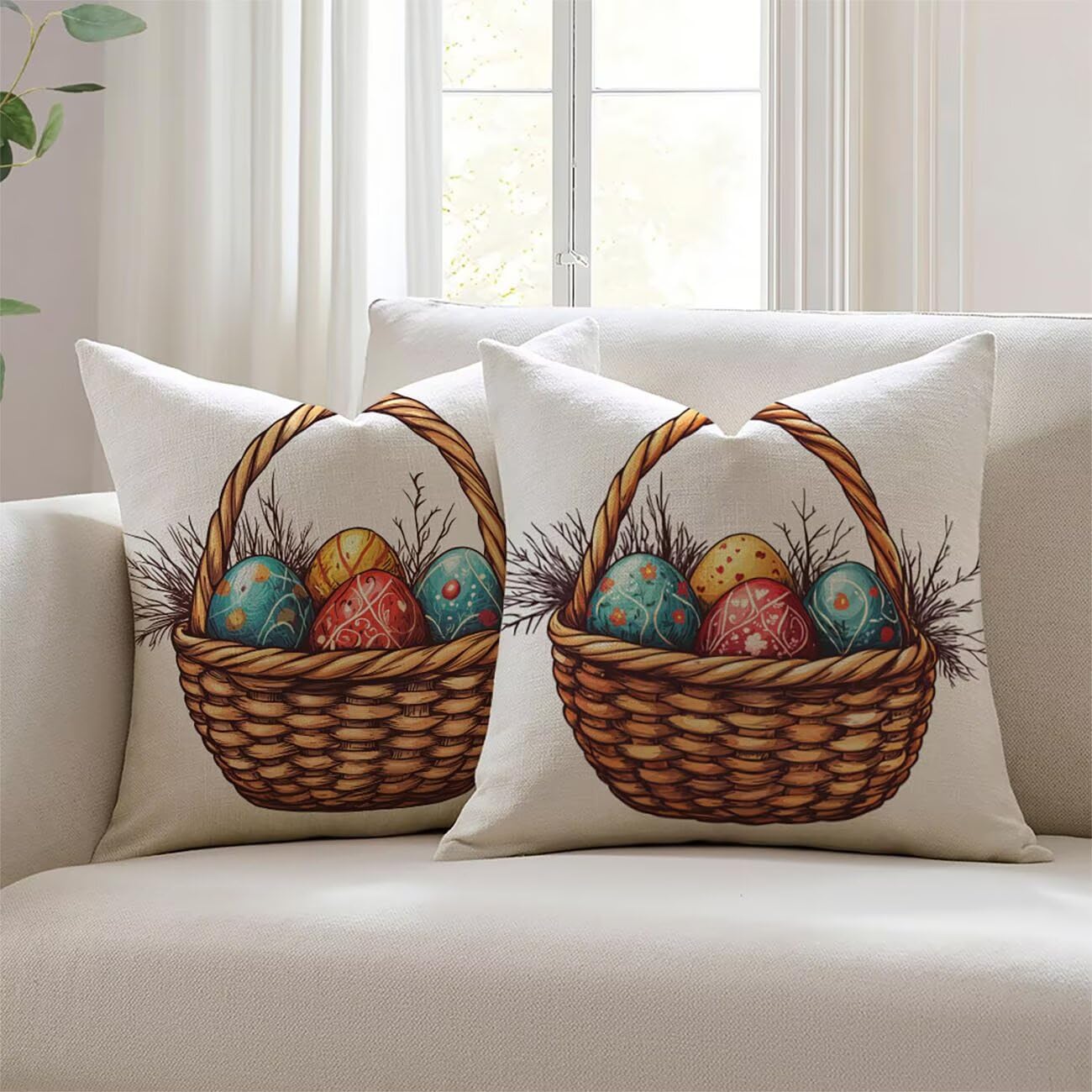 Housse de coussin 60x60cm en lin imperméable Lejnlnng pour canapé et extérieur