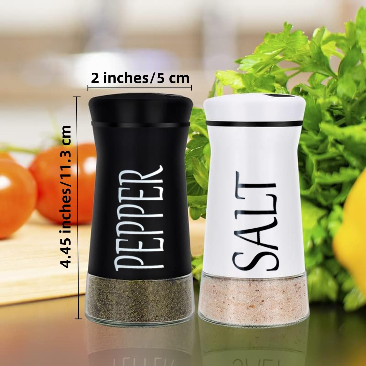 Set de 2 Salières et Poivrières en Acier Inoxydable et Verre, Salière et Poivrière de Qualité Supérieur, Pot a Sel Accessoires de Cuisine (Rouge