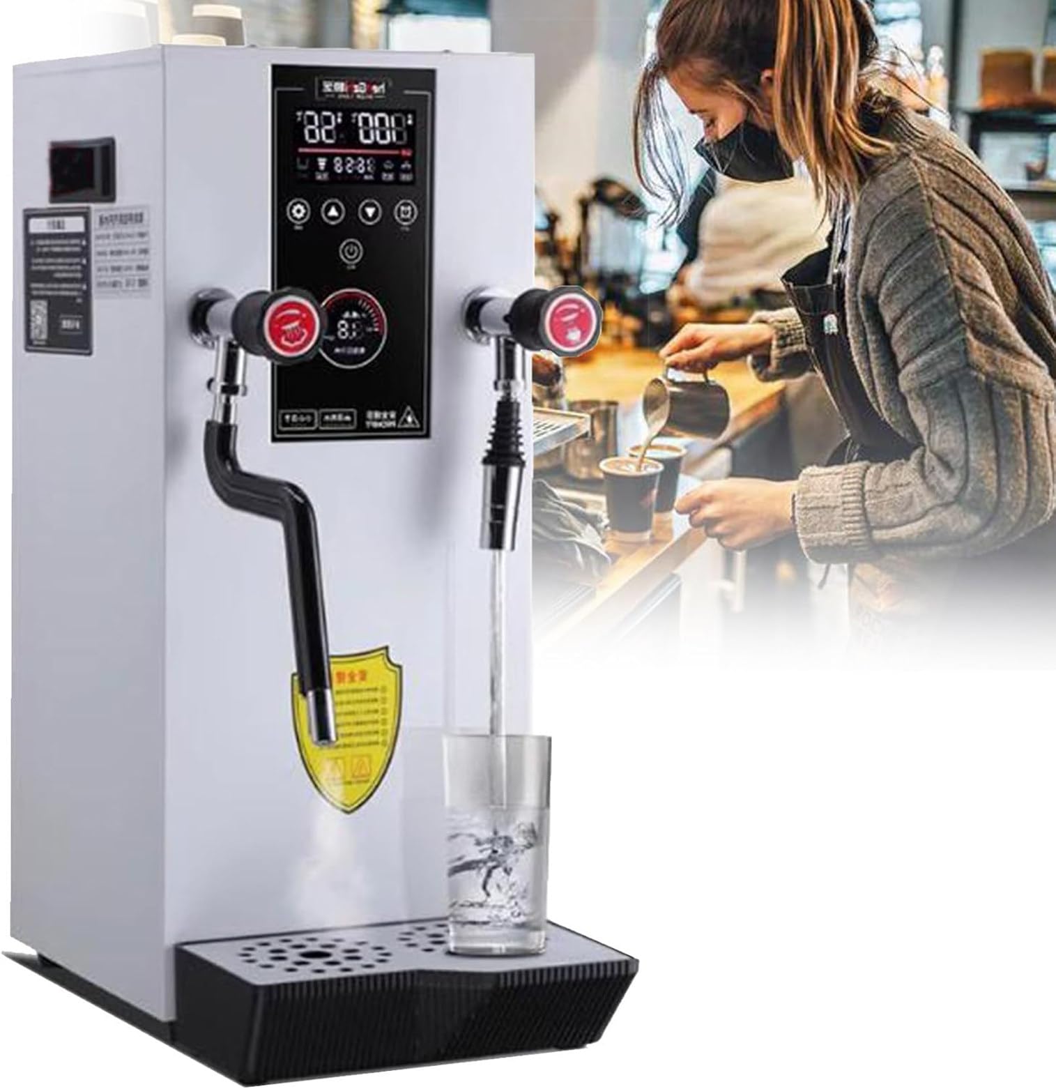 YXZYFPP Automatic Milk Frother Machine - Commercial Grade Coffee & Dessert Shop Steamer, 110V White - Perfects for Creamy Lattes & Rich Cappuccinos (White 220V)