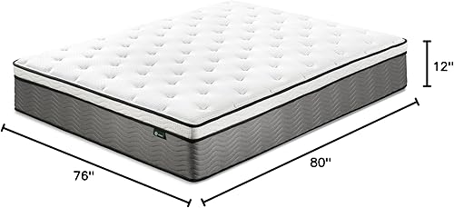Miniatura 2 de ZINUS Colchón híbrido de soporte verdadero de 12 pulgadas [nueva versión], King, sin fibra de vidrio, sensación media, aislamiento de movimiento,