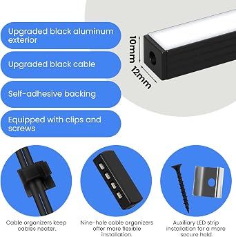 SHUNLEE 6 Pcs RGB Black Smart Acoustic Wall Panel Lights, WiFi Recessed Wall panel LED Lighting Strip Kit Compatible with Alexa / 2.4G Remote, Self-Adhesive for Shelf, Wood Slat (40*2+60*2+90*2 cm) [Energy Class F]