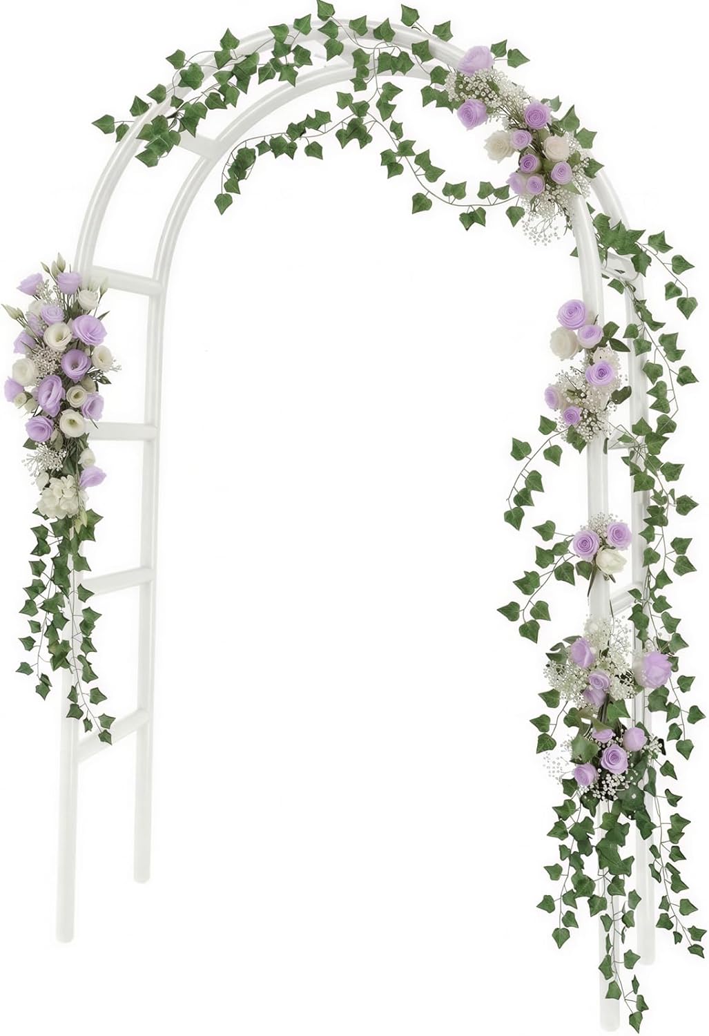 RUBFAC 7.8ft Metal Wedding Arch Frame, White Garden Trellis for Climbing Plants Outdoor, Garden Arbors and Arches Party Archway for Flower Rose Vines Birthday Bridal Christmas Decoration