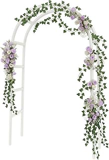 RUBFAC 7.8ft Metal Wedding Arch Frame, White Garden Trellis for Climbing Plants Outdoor, Garden Arbors and Arches Party Archway for Flower Rose Vines Birthday Bridal Christmas Decoration