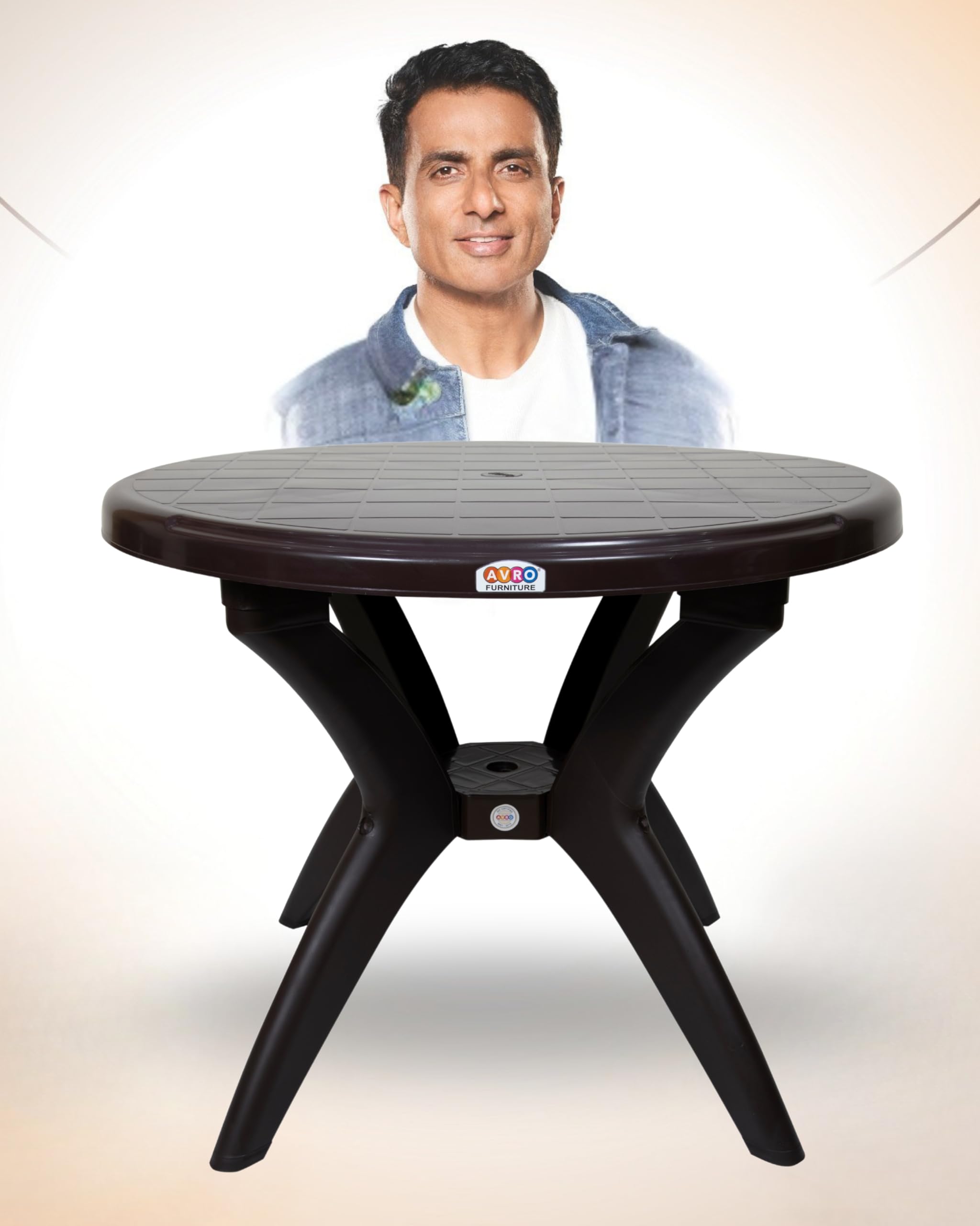 AVRO Furniture Alfa Round 4 Seater Dining Table for Dining Room |Indoor and Outdoor |Home Office| Hotel Café and Restaurant|1 Dining Table | Color Brown-image-37
