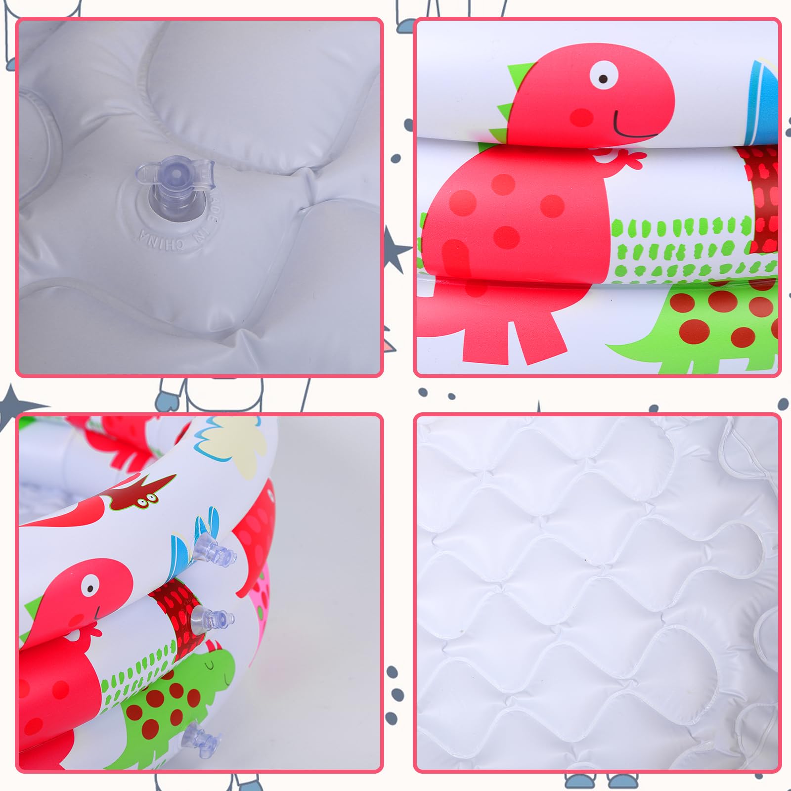 Gukasxi Small Inflatable Baby Swimming Pool, Paddling Pool for Babies 3 Ring with Safety, Dinosaur Patterns - Image 3