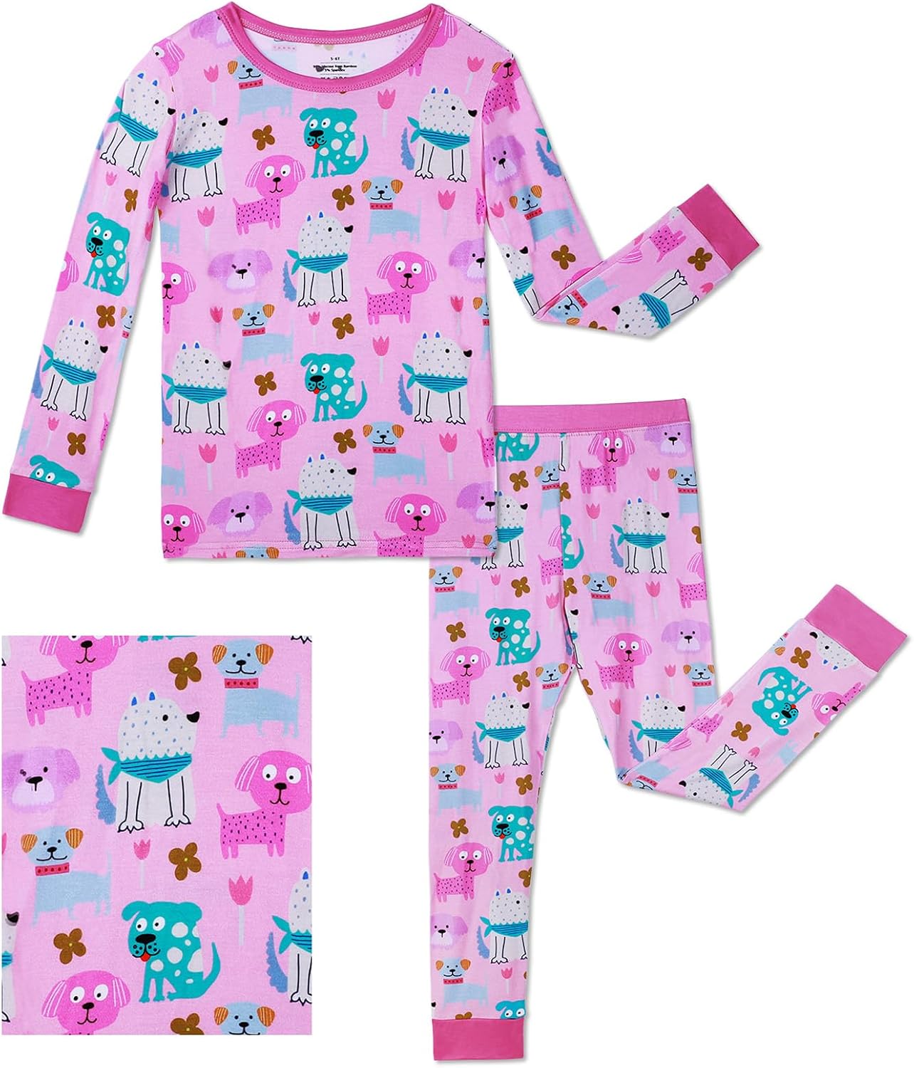 ACTLATI Bamboo Viscose Pajama Sets for Toddler Boys Girls 2 Pieces Long Sleeve Pajamas Soft Kids Animal PJs 2-8 Years